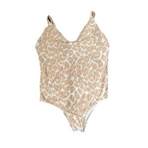 Aerie Swimsuit Women XL LONG TORSO Cheeky One Piece Leopard V Neck Bathing Suit